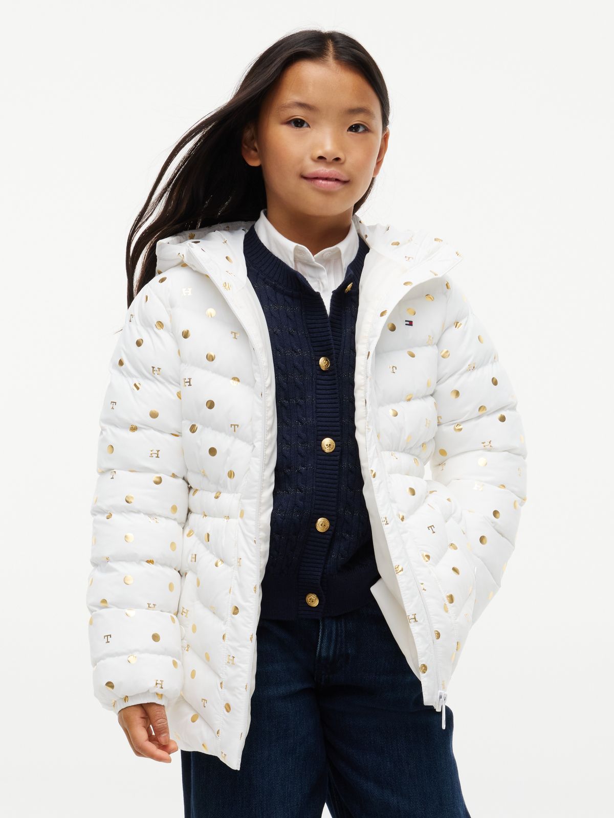 Kids' THProtect Foil Accent Quilted Jacket — White