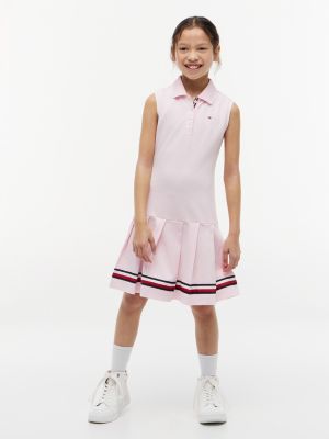 Kids' Sleeveless Pleated Polo Dress, Ballerina