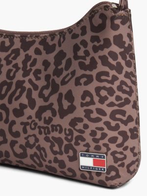 Детская сумка Tommy Hilfiger Leopard Print Denim Shoulder, цвет: Коричный пепельный разноцветный — фото 4