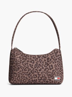 Kids' Leopard Print Denim Shoulder Bag, Cinnamon Ash Multi