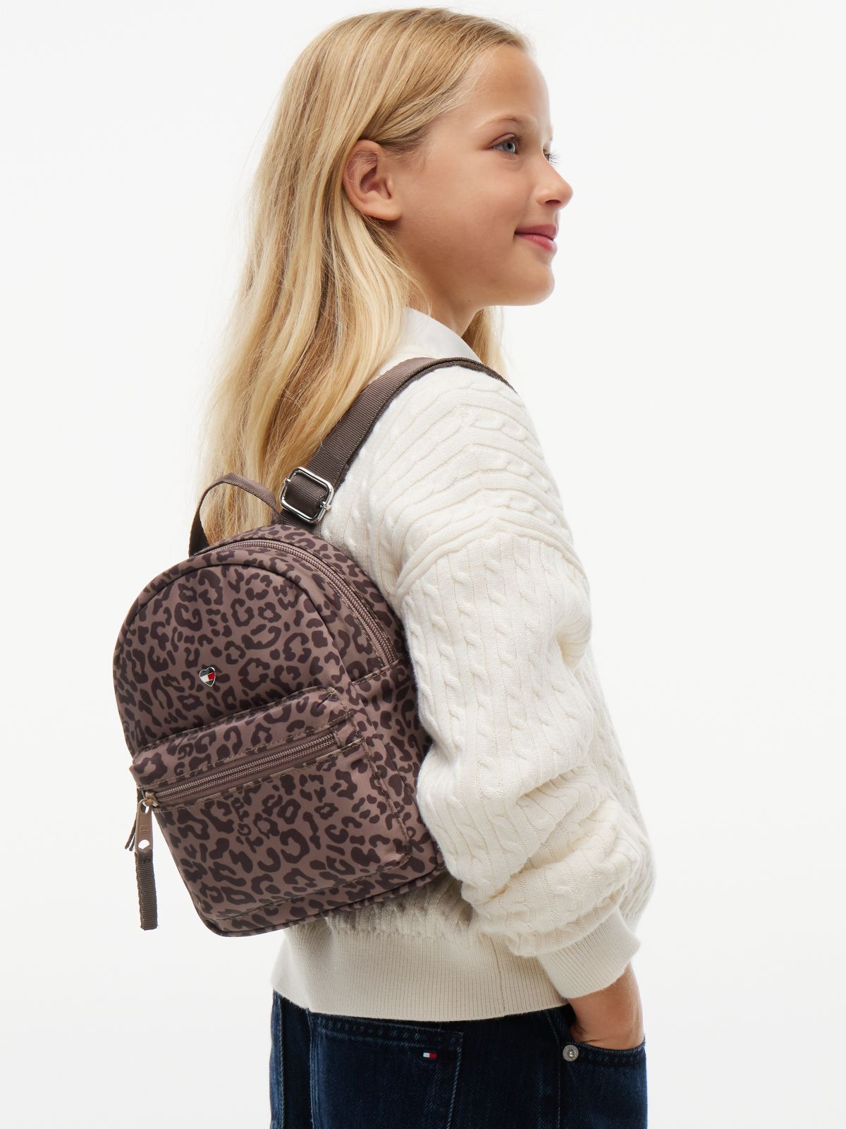 Kids' Leopard Print Denim Backpack — Cinnamon Ash Multi