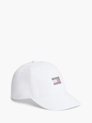 Kids' Rhinestone Flag Logo Baseball Cap, Optic White