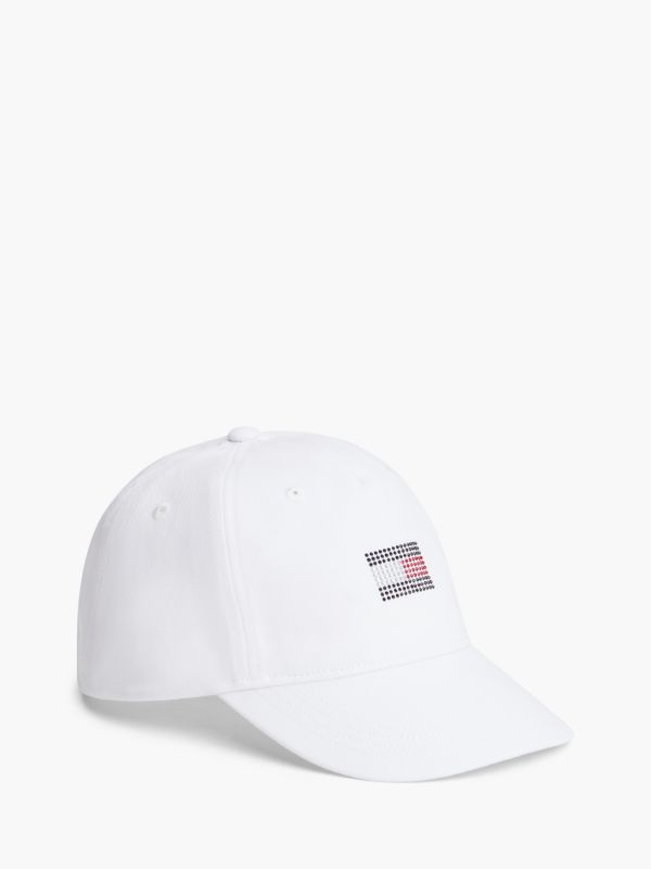 Kids' Rhinestone Flag Logo Baseball Cap — Optic White