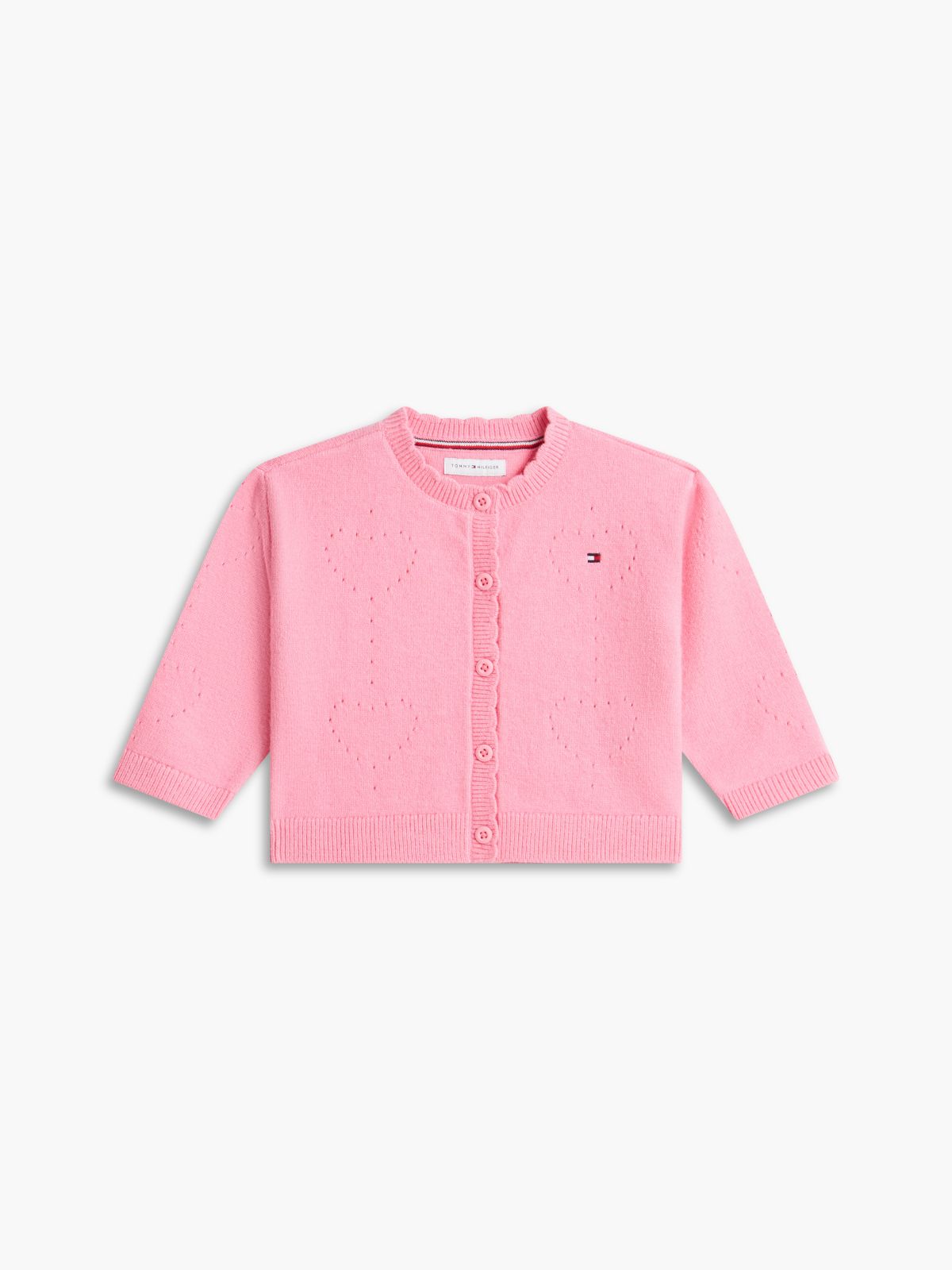 Babies' Pointelle Heart Cardigan — Jasmine Pink