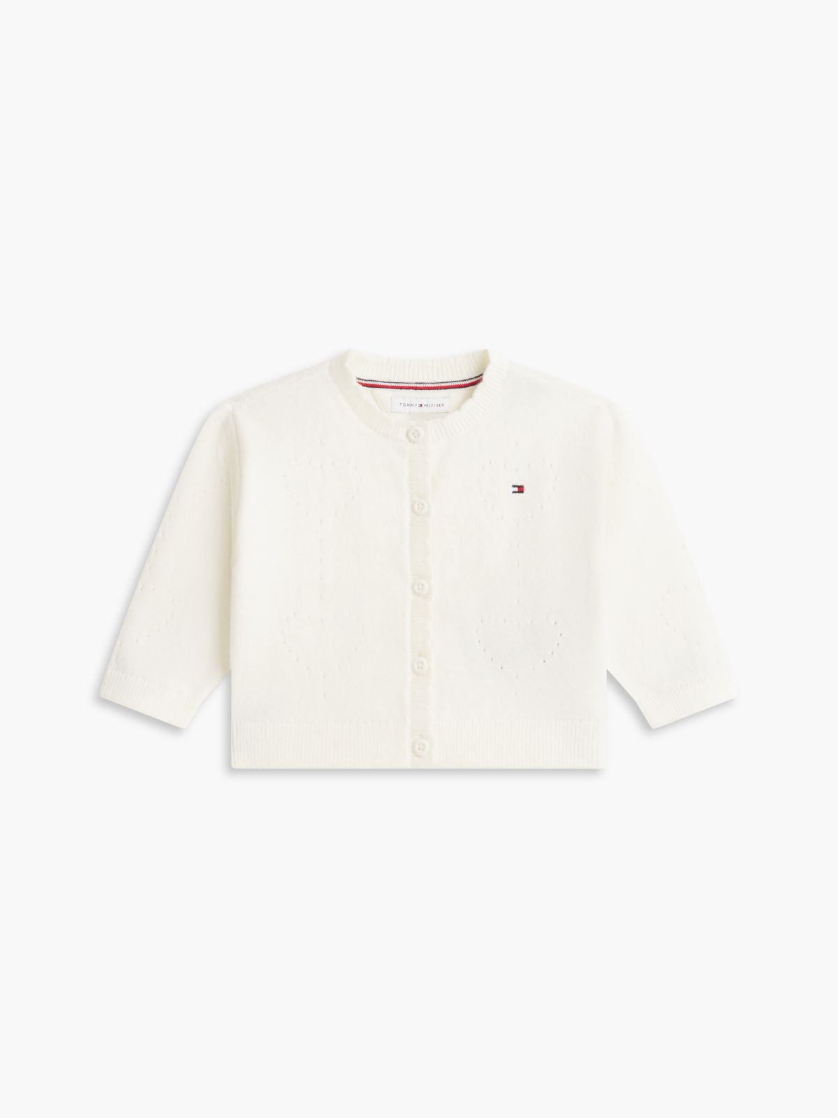 Babies' Pointelle Heart Cardigan — White