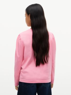 Детская футболка Tommy Hilfiger Heart Logo Puff-Sleeve, цвет: Розовый — фото 4