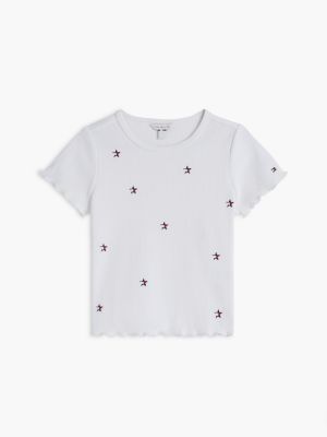 Детские топы Tommy Hilfiger Kids' Star Logo Ribbed Lettuce-Trim Top — фото 5