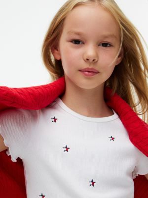 Детские топы Tommy Hilfiger Kids' Star Logo Ribbed Lettuce-Trim Top — фото 3
