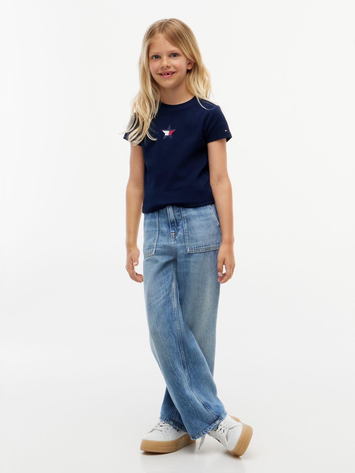 Kids' Star Logo Stretch T-Shirt — Carbon Navy