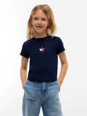 Kids' Star Logo Stretch T-Shirt, Carbon Navy