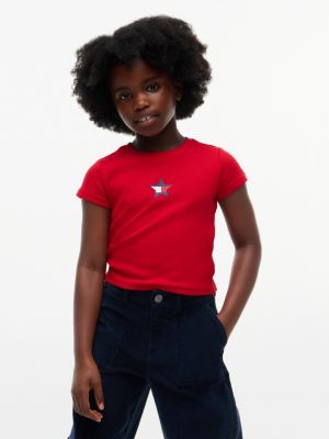 Kids' Star Logo Stretch T-Shirt, Red