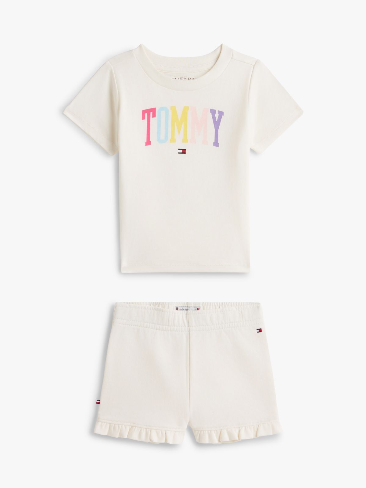 Babies' Tommy Logo T-Shirt & Short Set — Ivory Silk