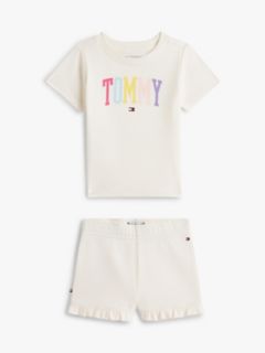 Babies' Tommy Logo T-Shirt & Short Set — Ivory Silk 1