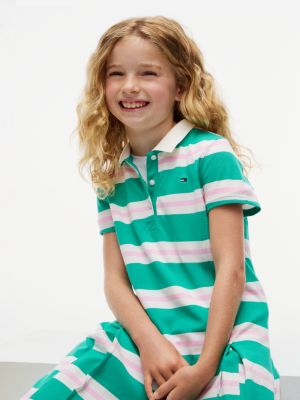 Детское платье Tommy Hilfiger Rugby Stripe Polo Dress, цвет: Зелёный — фото 2