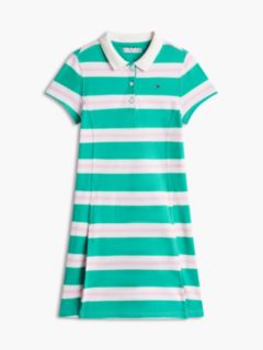 Kids' Rugby Stripe Polo Dress — Cosmic Green 5