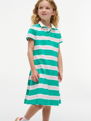 Детское платье Tommy Hilfiger Rugby Stripe Polo Dress, цвет: Зелёный — фото 3