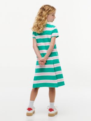 Детское платье Tommy Hilfiger Rugby Stripe Polo Dress, цвет: Зелёный — фото 4