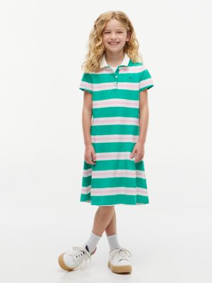 Детское платье Tommy Hilfiger Rugby Stripe Polo Dress, цвет: Зелёный