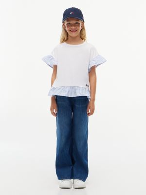 Детские футболки Tommy Hilfiger Kids' Mixed-Media Ruffle T-Shirt — фото 2