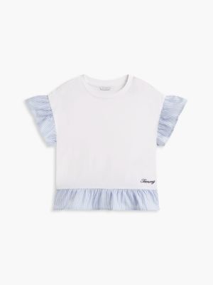 Детские футболки Tommy Hilfiger Kids' Mixed-Media Ruffle T-Shirt — фото 5