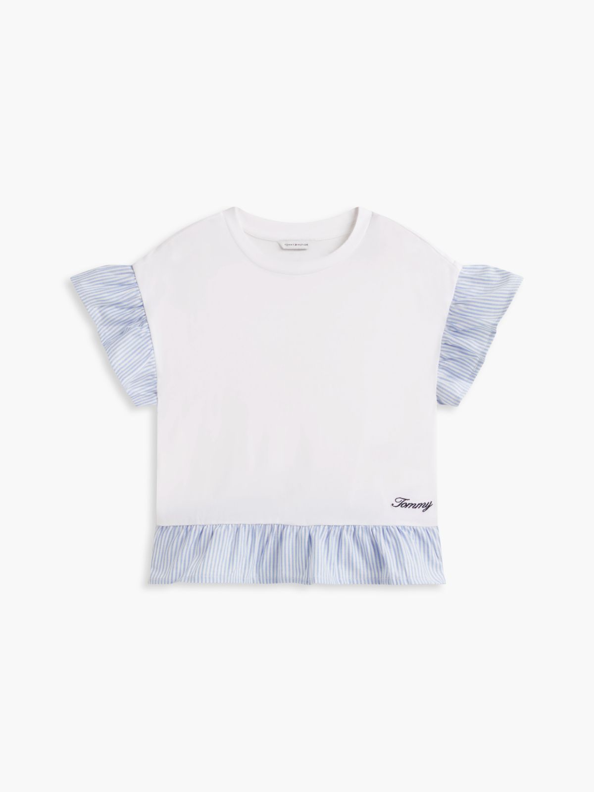Kids' Mixed-Media Ruffle T-Shirt — White