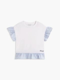 Kids' Mixed-Media Ruffle T-Shirt — White 5