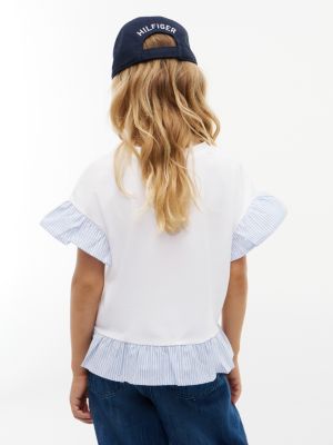 Детские футболки Tommy Hilfiger Kids' Mixed-Media Ruffle T-Shirt — фото 4