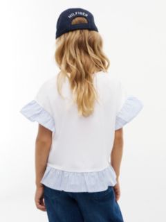 Kids' Mixed-Media Ruffle T-Shirt — White 4