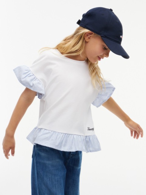 Детские футболки Tommy Hilfiger Kids' Mixed-Media Ruffle T-Shirt