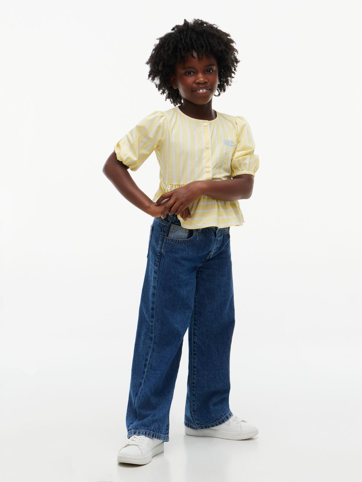 Kids' Wide Leg Pull-On Jean — Medium Denim