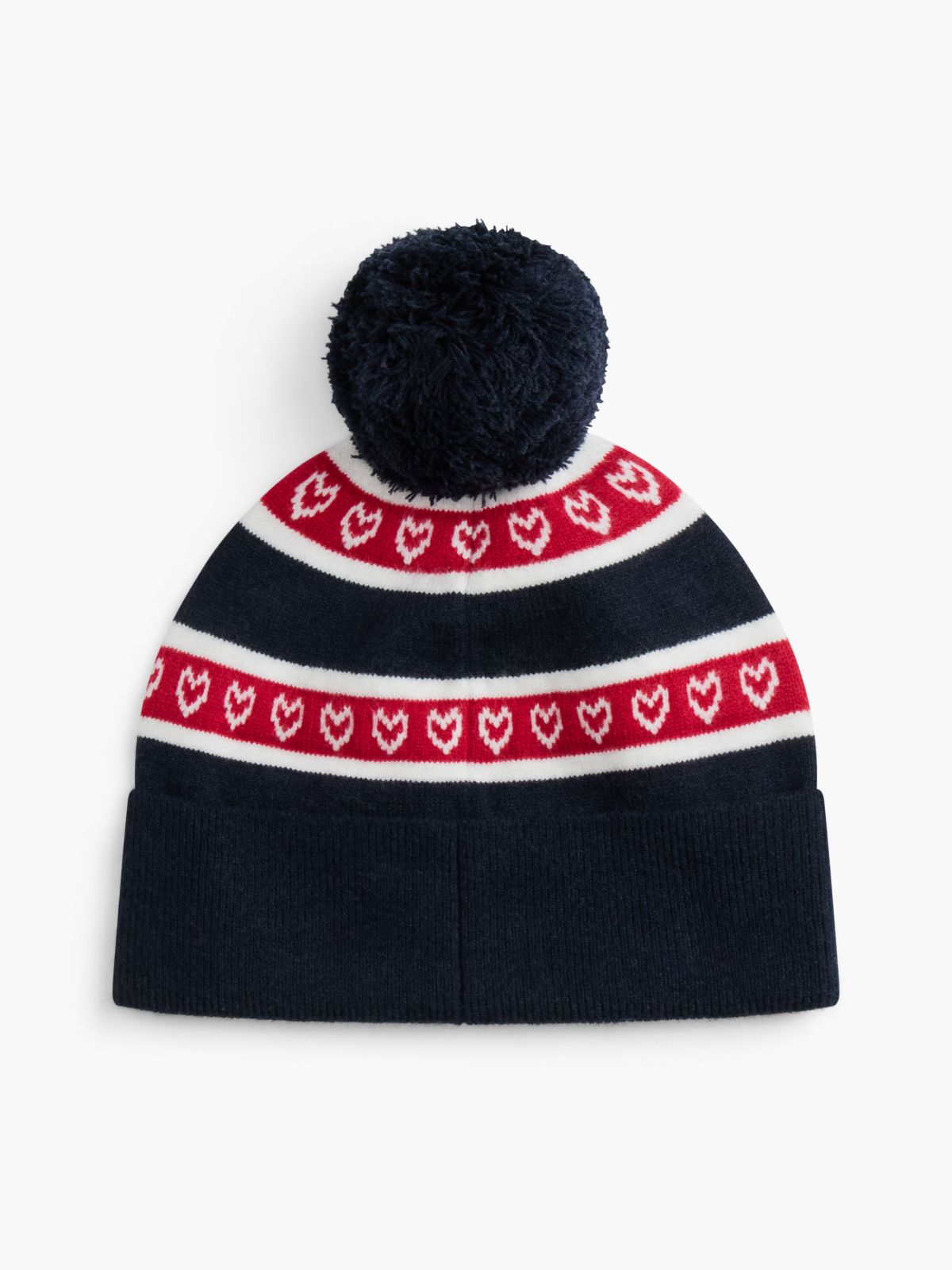 Kids' Heart & Stripe Pom Beanie — Ruby Rhubarb/Multi