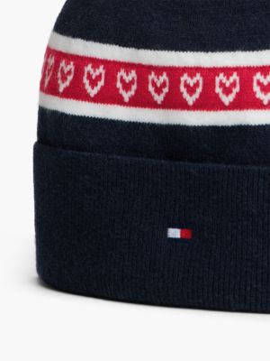 Детская шапка Tommy Hilfiger Heart & Stripe Pom Beanie, цвет: Рубиновый / Разноцветный — фото 3