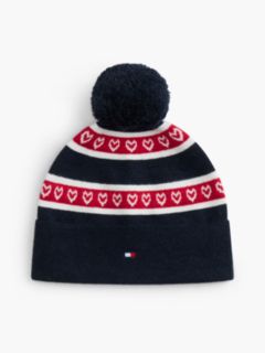 Kids' Heart & Stripe Pom Beanie — Ruby Rhubarb/Multi 1