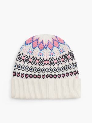 Детская шапка Tommy Hilfiger Fair Isle Beanie, цвет: Слоновая кость шёлковый / Разноцветный — фото 2