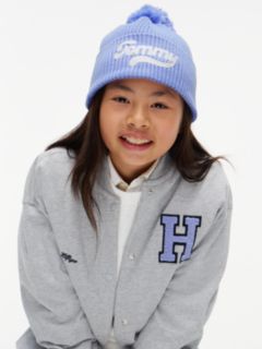 Kids' Embroidered Tommy Logo Pom Beanie — Vintage Iris 4