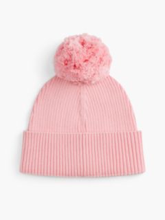 Kids' Embroidered Tommy Logo Pom Beanie — Iced Rose 2