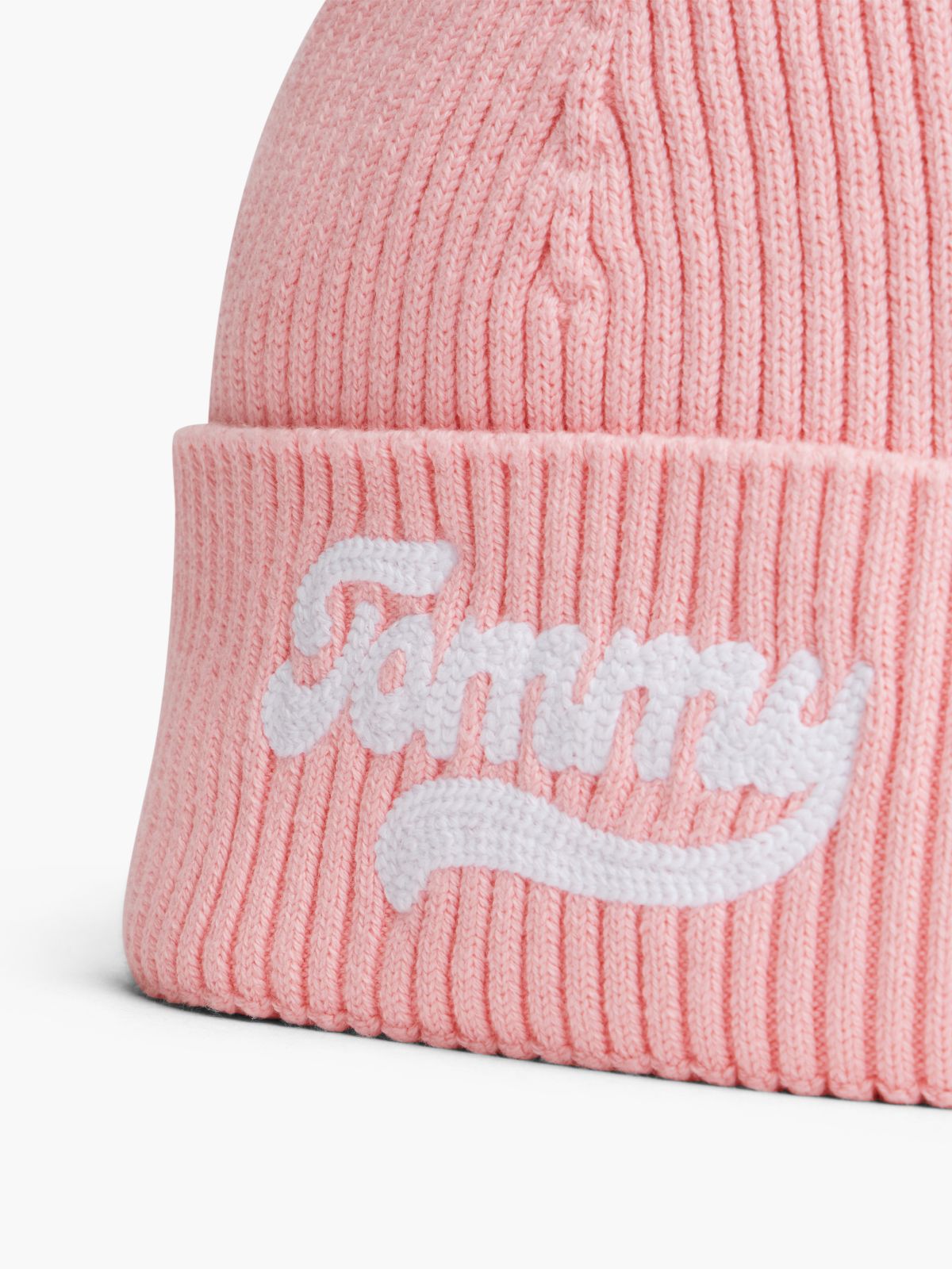 Kids' Embroidered Tommy Logo Pom Beanie — Iced Rose