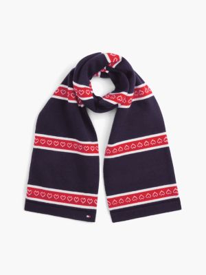 Kids' Heart & Stripe Scarf, Ruby Rhubarb/Multi