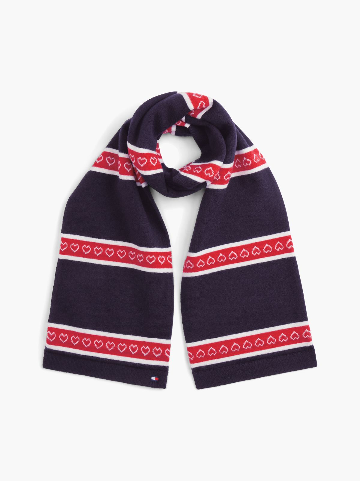 Kids' Heart & Stripe Scarf — Ruby Rhubarb/Multi