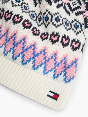 Детский шарф Tommy Hilfiger Fair Isle, цвет: Слоновая кость шёлковый / Разноцветный — фото 2