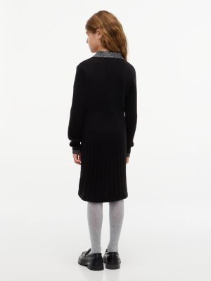 Детское платье Tommy Hilfiger Cable Knit Sweater Dress, цвет: Чёрный — фото 4