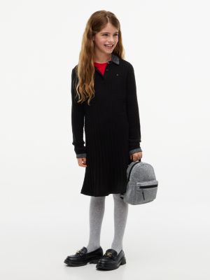 Детское платье Tommy Hilfiger Cable Knit Sweater Dress, цвет: Чёрный — фото 1