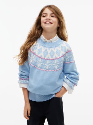 Kids' Fair Isle Sweater, Light Blue