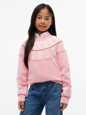 Kids' Fair Isle Sweater, Pink