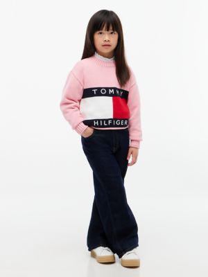 Детский свитер Tommy Hilfiger Tommy Flag, цвет: Розовый — фото 2