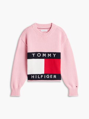 Детский свитер Tommy Hilfiger Tommy Flag, цвет: Розовый — фото 5