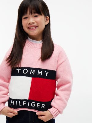 Детский свитер Tommy Hilfiger Tommy Flag, цвет: Розовый — фото 3