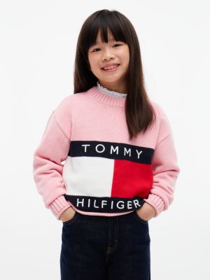 Kids' Tommy Flag Sweater, Iced Rose