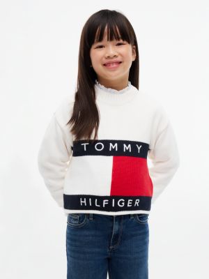 Kids' Tommy Flag Sweater, Off White