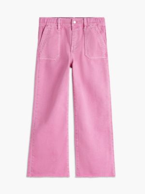 Детские джинсы Tommy Hilfiger Wide Leg Pull-On Utility Jean, цвет: Розовый — фото 5